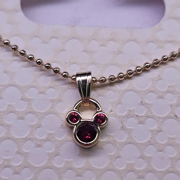 Swarovski Gold Mickey Pendant Necklace with Red Crystals - Picture 3 of 3